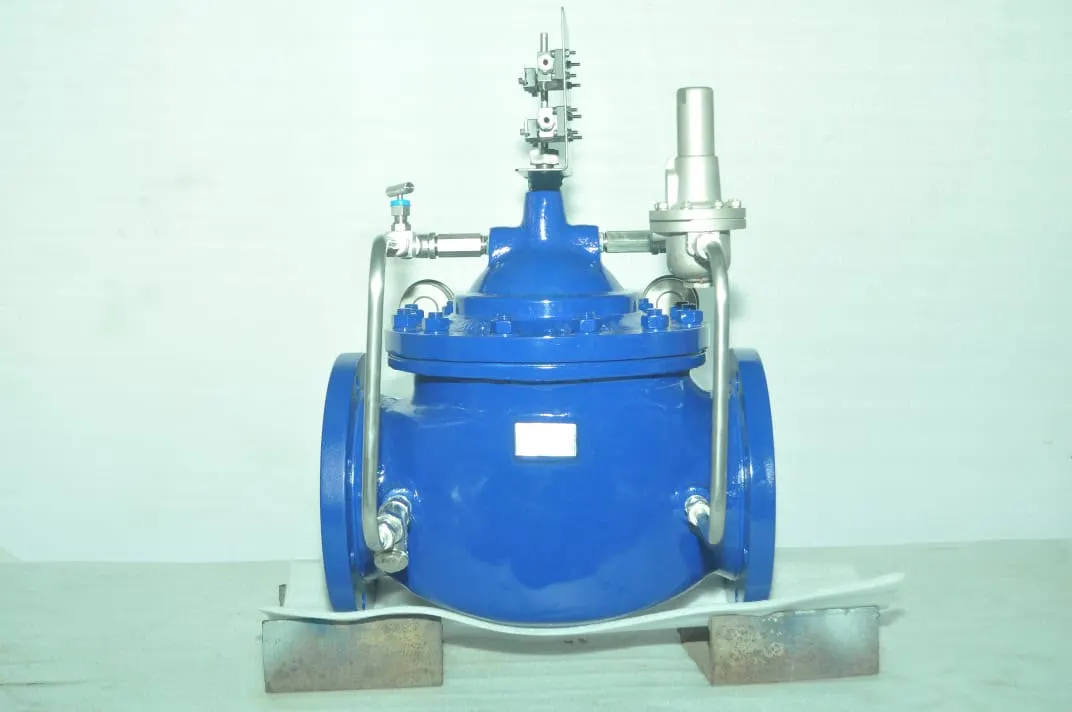 Blue control valve with pilot tubing