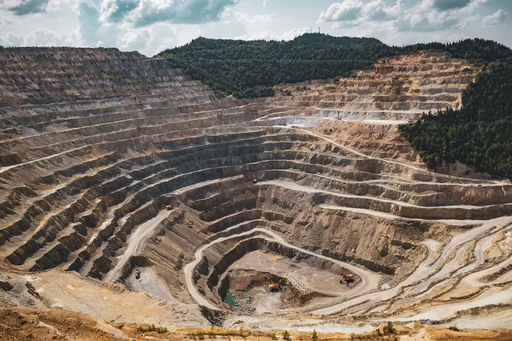 Terraced open-pit mine
